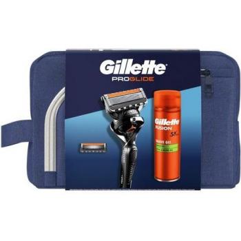 Set de Afeitado Gillette ProGlide con Maquinilla de Afeitar, 2 Recambios, Gel de Afeitar Fusion 200 ml y Neceser