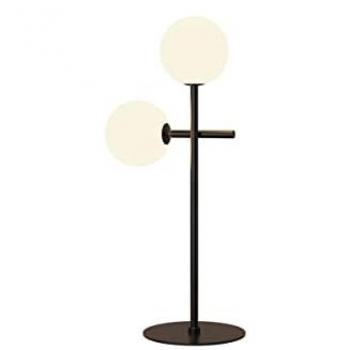 Lámpara de mesa Cellar 2 luces, hierro negro, cristal blanco, led reemplazables de 5W, 3000K
