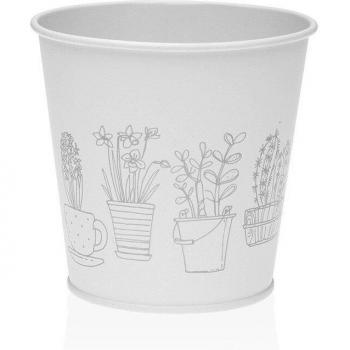 Maceta Versa Zink Blanco Metal (10,5 cm) - Elegante y Moderna Maceta Redonda de Zink en Color Blanco