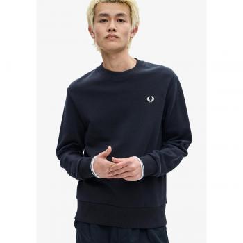 Sudadera de hombre Fred Perry con cuello redondo y ribete de dos franjas en las mangas