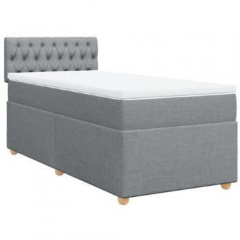 Cama box spring con colchón de muelles tela gris claro 90x190 cm