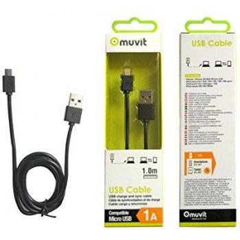 Cable USB Micro-USB 2.1A 1.2m Negro