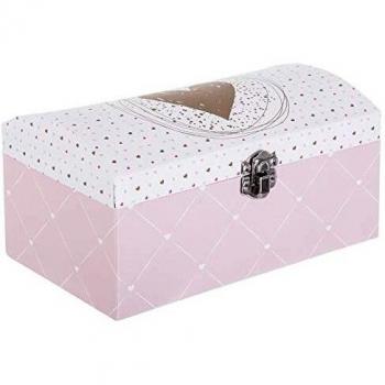 Caja de joyas infantil con espejo integrado - Rosa - 20x12 cm