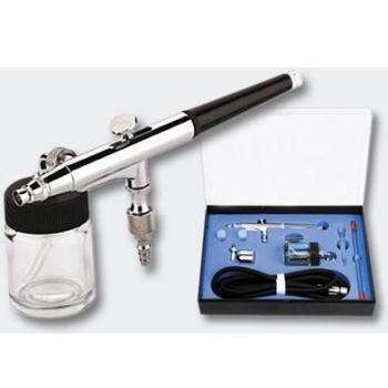 Aerógrafo Profesional Doble Acción Mod. 134K con Bocas de 0,2/0,5 mm y Depósitos de 7/20 ml para Maquillaje, Tatuajes y Modelismo
