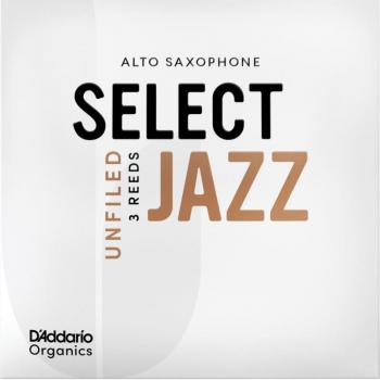D'Addario Rico Organic Select Jazz Unfiled Hard Alto Saxophone Reeds (Pack of 3)