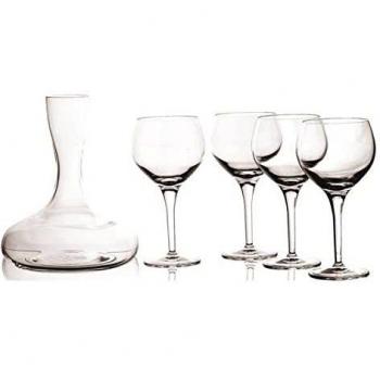 Conjunto Elegante de Decantador y Cuatro Copas para Vino