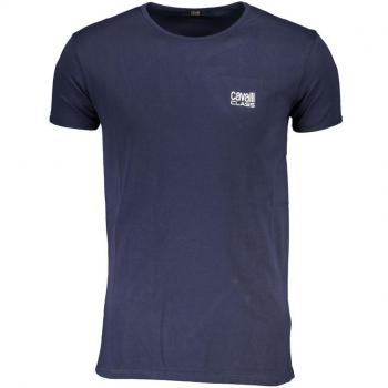 Cavalli Class Blue Cotton Print Logo T-Shirt - XL