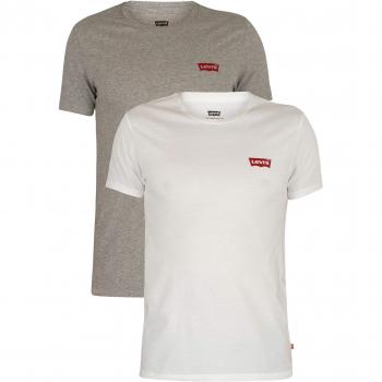 Levi's 2Pk Crewneck Graphic Camiseta, 2 Pack Hm White/Mid Tone Grey Heather, S para Hombre