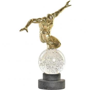 Figura decorativa de resina con cristal hombre dorado de DKD Home Decor