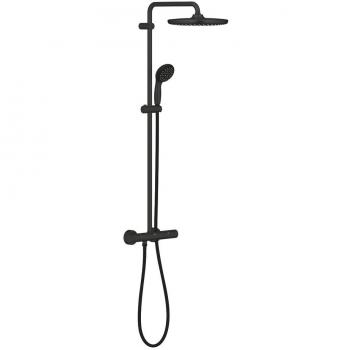 Columna de ducha termostática Grohe Vitalio Start System 250, rociador XXL 250 mm + teleducha 2 jets negro mate