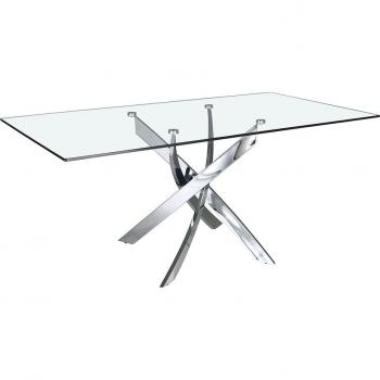 Mesa comedor rectangular cristal Angel Cerda 1061.01, Cristal | Acero inoxidable, Acero Cromado, 180 x 95 x 75 cm