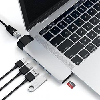 Satechi Type-C Pro Hub Adapter with Ethernet - 4K HDMI, USB-C PD, Gigabit Ethernet, USB 3.0, Micro SD Card Slot - Compatible with 2021 MacBook Pro M1 Pro & Max, 2020 MacBook Air/Pro M1
