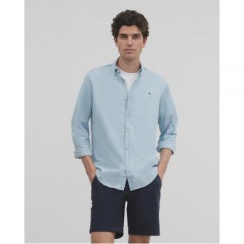 Camisa sport denim regular fit azul claro para Hombre