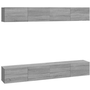 Mueble de TV de pared estantería multimedia 4 piezas color sonoma 100 x 30 x 30 cm diseño clásico