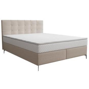 Conjunto completo boxspring cabecero capitoné + somier + colchón + sobrecolchón - 160 x 200 cm - Tela - Beige - INAO de YSMÉE