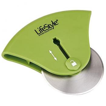 Cortador de pizza Acan con hoja retráctil de acero inoxidable 12 x 8 x 2 cm, mango de plástico ergonómico, utensilio de cocina para cortar pizzas fácilmente