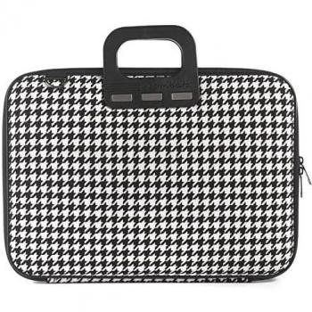 Bombata Pied de Poule - Bolso porta PC 15.6 pulgadas - Bolso ordenador con correa - Piel sintética, Negro , 15,6 pollici