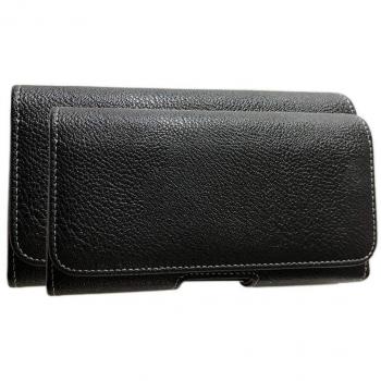 AXELENS Funda Horizontal Universal con Presilla para Cinturón para Smartphone de hasta 6 Pulgadas iPhone Galaxy - Cuero Ecológico Texturizado - Negro