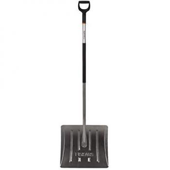 Fiskars Recogedor de nieve - Aluminio, Ancho de pala: 44 cm, Material sintético/Aluminio, Negro/Plata, 1001636