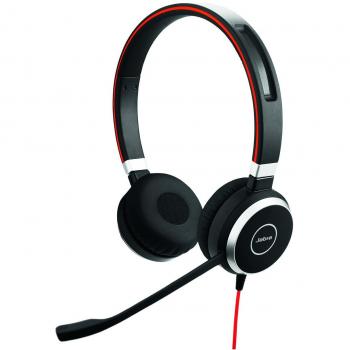 Jabra Evolve 40 MS - Auriculares Estéreo Certificados por Microsoft para VoIP Softphone - Cancelación Pasiva de Ruido - Cable USB-A con Unidad de Control - Negro