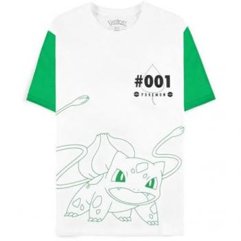 Camiseta corta de manga para hombre Bulbasaur Pokémon, color blanco-verde, talla S XXL