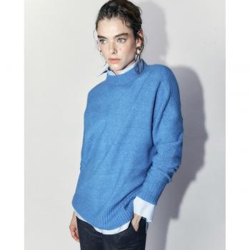 Sfera Jersey largo mujer, tejido suave, diseño de punto, manga larga, cuello redondo, corte regular, disponible en varios colores