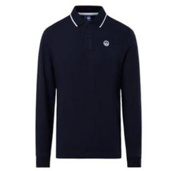 North Sails Men's Long Sleeve Basic Polo Shirt, Blue, Size S