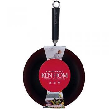 Ken Hom 28 cm el estándar de rendimiento de acero al carbono acero-Wok antiadherente, negro