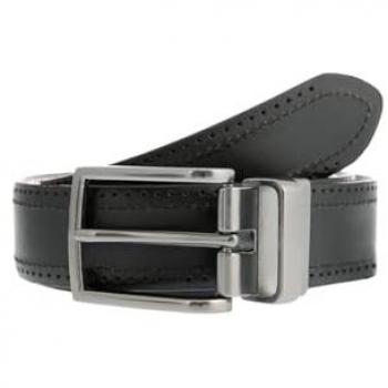 Dents Men's Black/Tan Brogue Style Reversible Leather Belt - Size M with Personalization Option