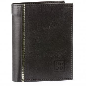 Cartera hombre pequeña vertical en piel vintage monedero DUDU Negro
