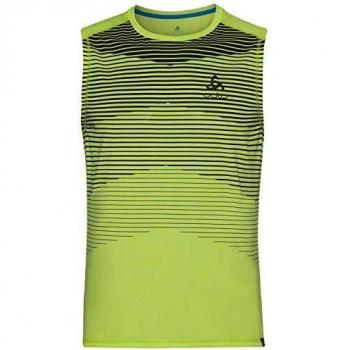 Odlo Aion Bl Camiseta Sin Mangas, Hombre, Acid Lime Melange/Placed Print, S