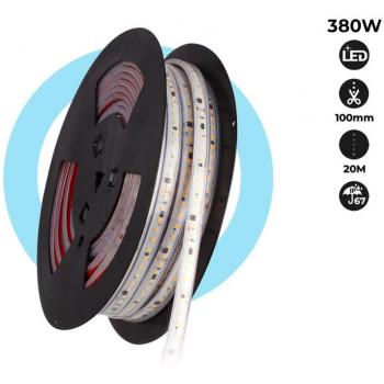 Tira LED 220V - 300W (2400xSMD2835) - 12mm - Apta para exterior IP67 - Rollo de 20 metros - Blanco Frío
