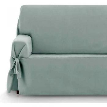 Vipalia Protector Funda Sofa Lazos. Cubresofa. Fundas para Sofa Loneta Lisa. Reversible Comodo Practico Resistente. Algodon Ecologico. Facil Montaje. Calidad Diseño Royale. Color Gris. 2 Plazas