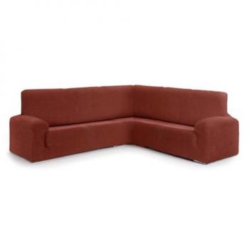 Funda sofá rinconera bielástica Jaz roja oscura 110 x 120 x 600 cm, premium, para sofás de 3+2 o 3+1, adaptable de 350 a 450 cm