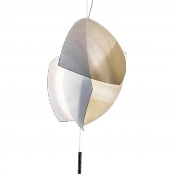 LEDS-C4 Voiles colgante de techo pequeño LED Cromo, 95x70cm, atenuación de fase, 490cm, 4855lm, 3000K