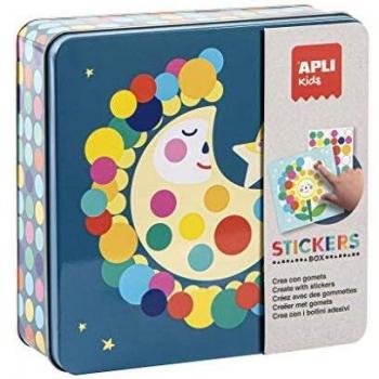 Apli- Luna Juego de Gomets en Caja Metálica, Multicolor