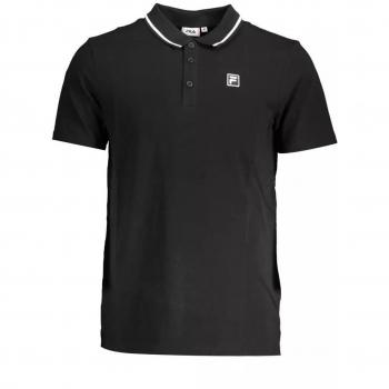 Fila Men's Short Sleeve Polo Shirt - Sleek Black with Contrast Details, Size M