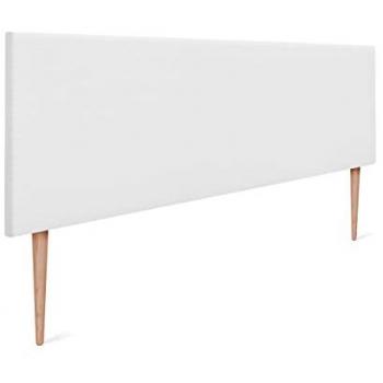 Cabecero de Lino Natural Liso Tapizado Moderno para Cama en Dormitorio (Blanco, 145x105cm con Patas - Compatible con Camas 120/135/140)