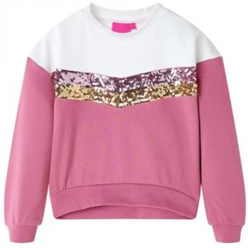 Sudadera Infantil con Rayas de Lentejuelas Color Frambuesa 140