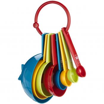 Kitchen Craft Miniamo Brights - Juego cucharas y Tazas medidoras
