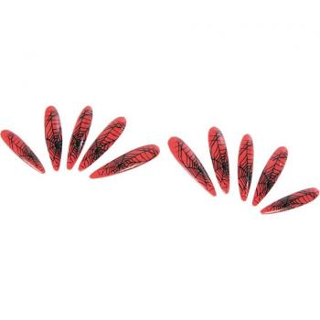 Uñas de Bruja rojas con telarañas