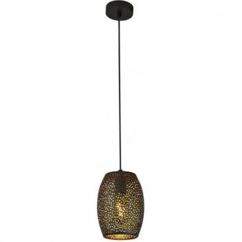 Lámpara colgante moderna de acero dulce negro mate y oro, 1 bombilla E27, diámetro de 30 cm