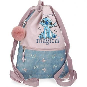 Mochila saco Stich You are magical con pompón decorativo
