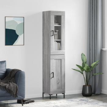 Aparador alto de madera contrachapada gris Sonoma 34,5x34x180 cm