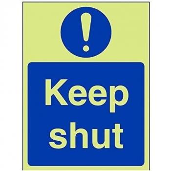 vsafety 18058 An-g señal obligatoria,Keep Shut, plástico, vertical, 150 mm x 200 mm), color azul