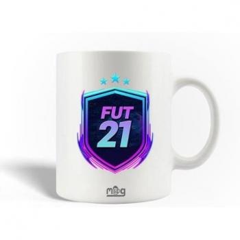 Taza de Cerámica Morada y Azul con Logo del Videojuego FIFA 21 Ultimate Team FUT 21