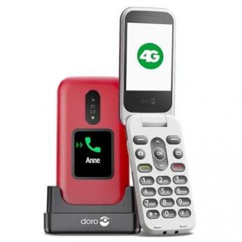 Teléfono Móvil Doro 2880 - Básico con Teclado, 4G, Pantalla de 2.8, Cámara de 0.3 Mpx, Rojo/Blanco