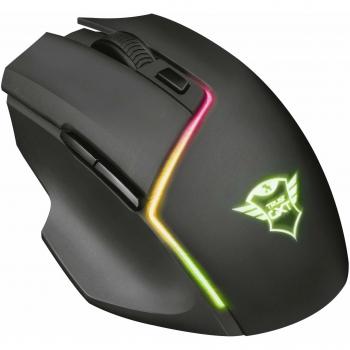 Trust GXT 161 Disan - Ratón inalámbrico gaming RGB con batería recargable y software avanzado, color negro