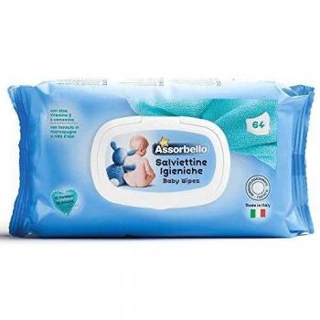Assorbello Baby Wipes with Aloe, Vitamin E, and Chamomile - 64 Pieces