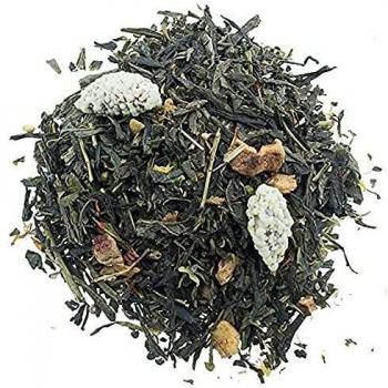 Aromas de Té - Té Verde Almendra con Jengibre y Manzana Eco - Infusión Natural - Con Cártamo, Pétalos de Rosa, Almendra - Aroma natural - Propiedades Digestivas - 50 gr.